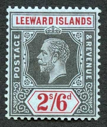 Leeward Islands 1913-22 2s6d black and red on blue die I wmk MCA SG56 UM 