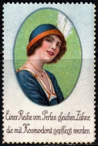 Vintage German Poster Stamp Teeth Cared With Kosmodont Look Like Row Of Pearls