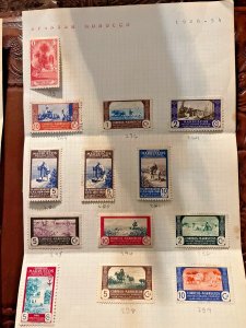 Spanish Moroccan stamps: Scott 93, 236-239, 243, 264, 280-81, 295-6