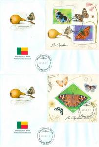 Butterflies Insects Schmetterlinge Fauna Benin first day covers FDC set