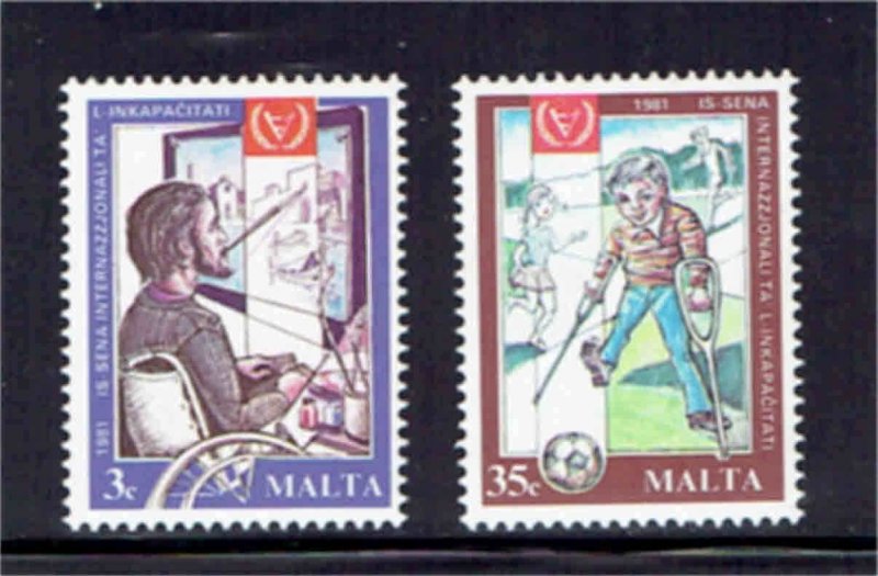 MALTA #588-589  1981  YEAR OF THE DISABLED    MINT  VF NH  O.G