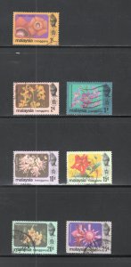 Malaya - Trengganu, Scott #103-9   VF, Used, Flowers, CV $3.85  ..... 6470067