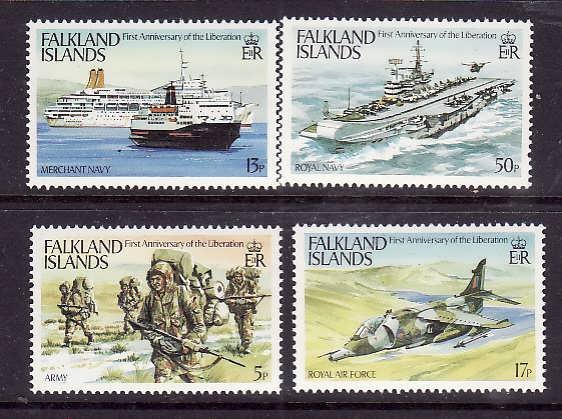 Falkland Islands-Sc#375-8-unused NH set-Planes-Ships-Liberation-id2-1983-