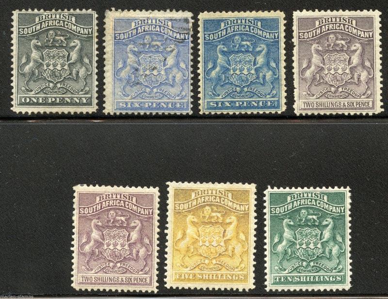 RHODESIA  INCOMPLETE  SC#2//15 SG#1//9  MINT HINGED FULL ORIGINAL GUM