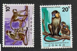 Congo Democratic Republic; Scott 735, 736;  1971;  Unused; NH; Monkeys