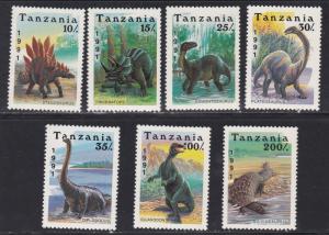 Tanzania # 759-765 & 766, Dinosaurs, NH, 1/2 Cat.