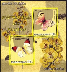 Djibouti 2007 Butterflies and Flowers (I) Sheet MNH