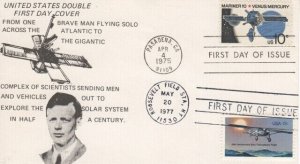 1557 10c MARINER 10 & 13c  CHARLES LINDBERGH - Unknown cachet - DUAL FDC