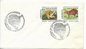 EL SALVADOR 1993 ENDANGERED FAUNA WILD ANIMALS FDC COVER AMERICA UPAEP ISSUE