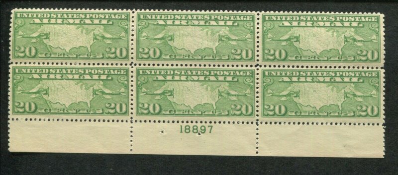 1927 US Air Mail  #C8 & C9 Mint Never Hinged F/VF Plate Block No. 18897 & 18747