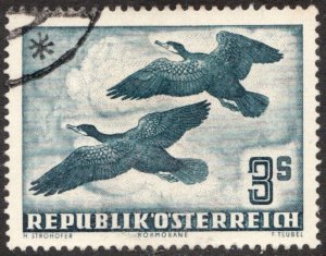 1950-53 Austria Sc #C57 Airmail - 3s Great Cormorant - Used postage stamp Cv$95
