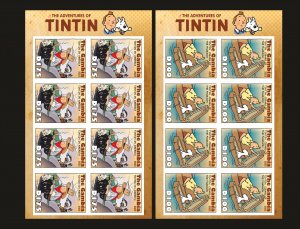 Stamps. The Adventures of Tintin, Gambia 2022 year , 6 sheets imperforated