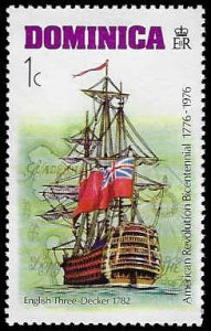 Dominica #473 MNH; 1c Englich 3-decker ship - Revolutionary war (1976)