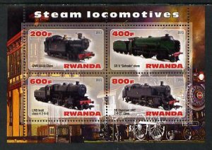 RWANDA - 2013 - Steam Locomotives #2 - Perf 4v Sheet - MNH - Private Issue