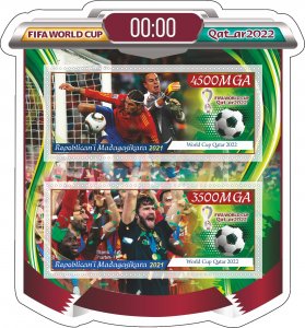 Stamps. Sports.Soccer. World Cup Qatar 2022 2021 year 1+1 sheets perf Madagascar