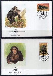 Sierra Leone 586-589 Chimpanzees Set of Four WWF U/A FDC