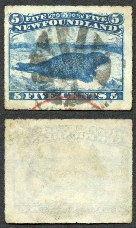 Newfoundland SG43 5c Blue Rouletted Major Re-entry Listed in Unitrade