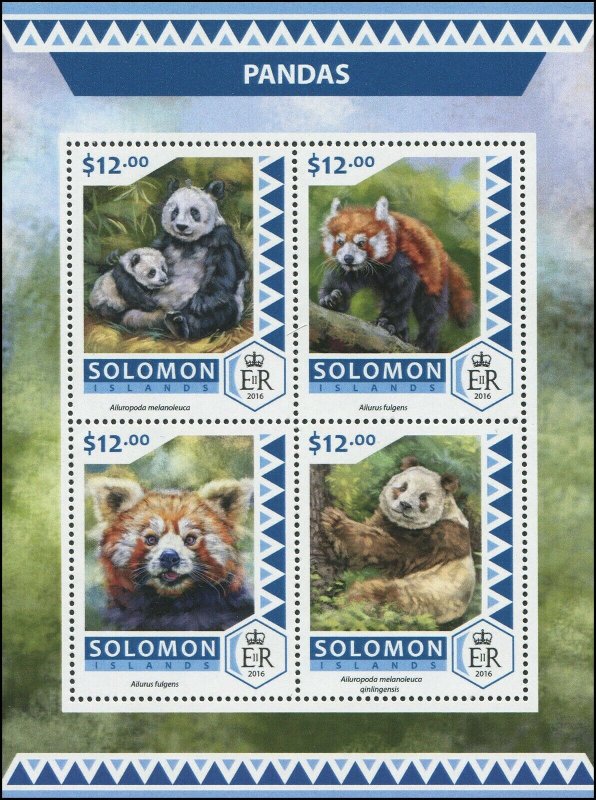 Solomon Islands 2016 Sc 2174 Panda Bears CV $12.25