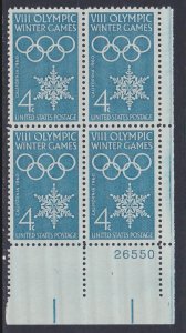 1146 Olympic Winter Games Plate Block MNH