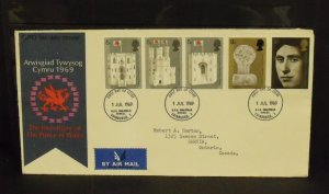 15389   GREAT BRITAIN   FDC # 595-599     The Investiture Prince of Wales