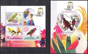 Madagascar 2017 Birds Parrots Sheet + S/S MNH