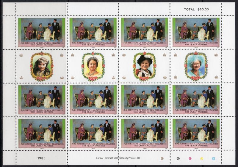Belize 1995 Sc#757/760 QUEEN MOTHER 85th/Diana 4 Mini-Sheetlets Unfolded MNH
