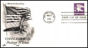 US 1818 B Eagle Artcraft U/A FDC