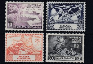 SINGAPORE      1949  UPU SET OF 4  MH   