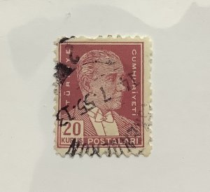 Turkey 1953 Scott 1125 used, 20k Kemal Ataturk type of 1931