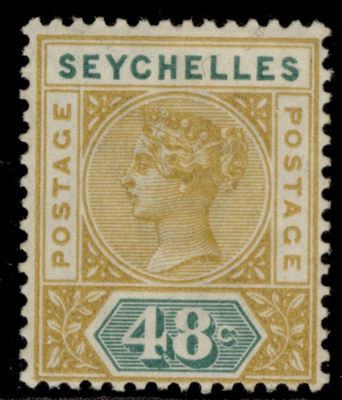 SEYCHELLES QV SG7, 48c ochre & green, M MINT. Cat £28. DIE I 