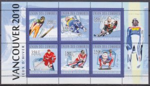 2010 Comoro Islands 2894-99KL 2010  Olympic Games in Vancouver 10,00 €