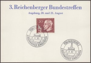 Germany Reichenberg Federal Meeting Augsburg Special First Day Card Cancel Mi191