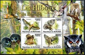 BURUNDI 2011 SHEET bur11217b HIBOUX OWLS BIRDS OISEAUX