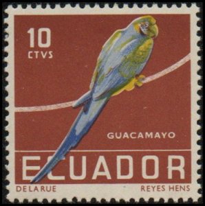 Ecuador 634 - Mint-NH - 10c Blue and Yellow Macaw (1958) (cv $1.40)