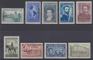 ARGENTINA 1939-42 Sc 469, 473 & 476-481 (9x) OVPTD MUESTRA (UPU SPECIMEN) MINT 