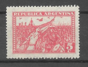 ARGENTINA 1931 REVOLUTION OF 1930 5C RED SC397 MI 370  MINT NEVER HINGED