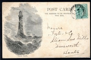 GB KEVII ADVERT Card Illustrated *BELL ROCK LIGHTHOUSE* Leather Co 1903 MC161a