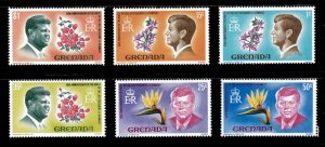 Grenada 1968 - JFK, President John F. Kennedy - Set of 6v - Scott 262-69 - MNH