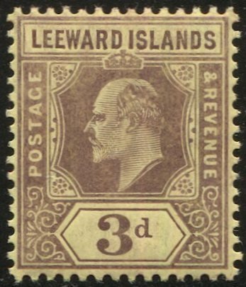 LEEWARD ISLANDS 1910  Sc 34  VLH 3d KEVII VF