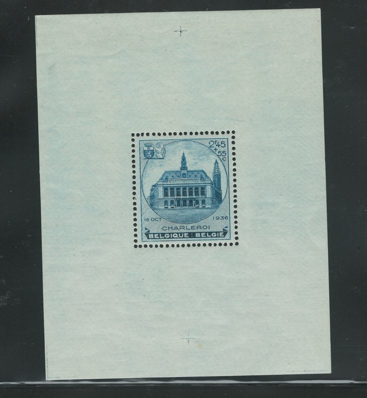 BELGIUM,1936CHARLEROI TOWN HALL-YOUTH EXIBITION,MNH,MS#B179 C.V.$150.00