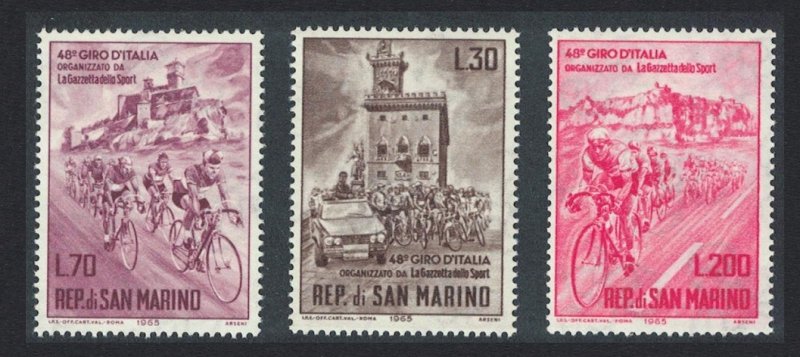 San Marino Cycle Tour of Italy 3v 1965 MNH SC#609-611 SG#770-772