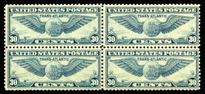 United States, Air Post #C24 Cat$48, 1939 30c Trans-Atlantic Issue, block of ...