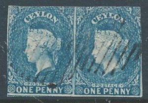 Ceylon #1 Used Pair 1p Queen Victoria