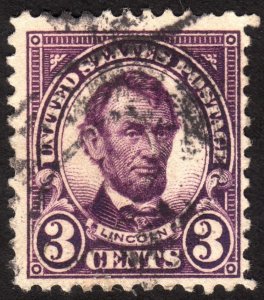 1923, US 3c, Lincoln, Used, Sc 555