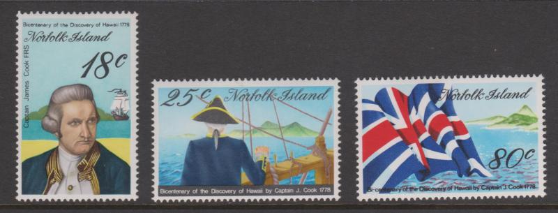 Norfolk Island 1978 Cook's Discovery of Hawaii Set Sc#222-224 MNH & MLH