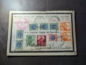 1938 Romania Airmail Mourning Cover to Buenos Aires Argentina