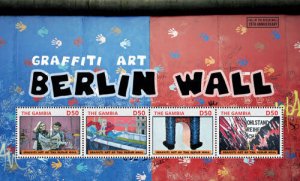 Gambia 2014 - Berlin Wall Graffiti Art - Sheet of 4 stamps - Scott #3584 - MNH