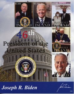 Marshall Islands 2021 MNH Joe Biden Stamps 46th US Presidents Politicians 5v M/S