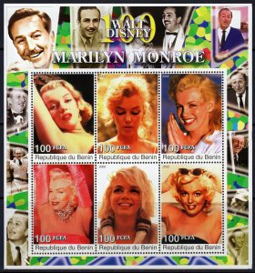 Benin 2002 Walt Disney 100 Years-Marilyn Monroe Sheetlet (6) Perforated MNH