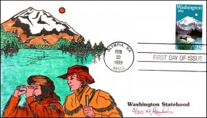 Scott 2404 25 Cents Washington Mike Rawlins Hand Painted FDC - 3 of 50